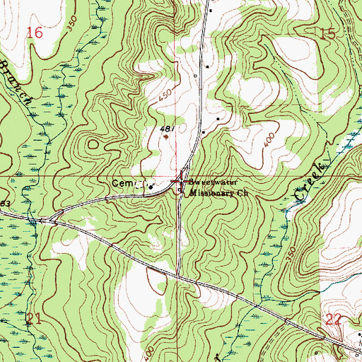 Topographic Map of Sweetwater Missionary Church, AL