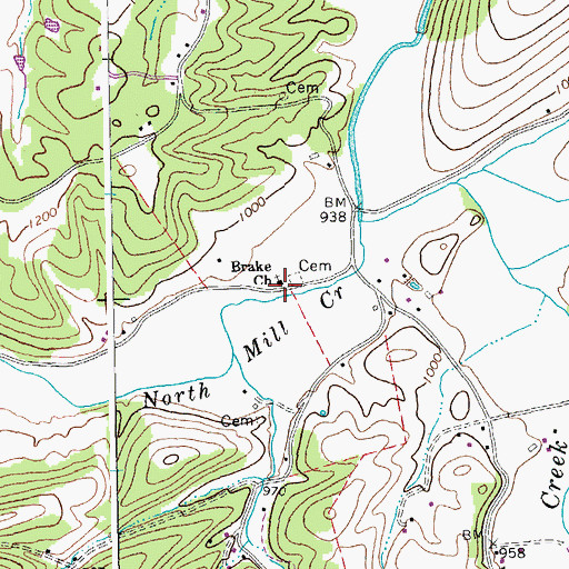 Topographic Map of Brake Church, WV