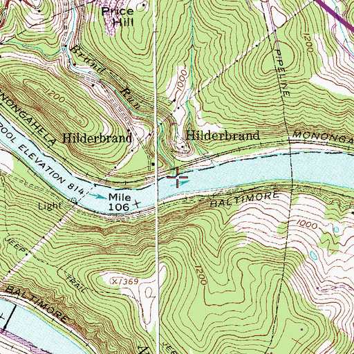 Topographic Map of Brand Run, WV