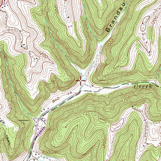 Topographic Map of Brandau Hollow, WV