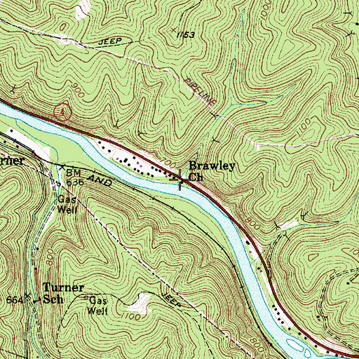 Topographic Map of Brawley Church, WV