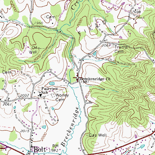 Topographic Map of Breckenridge Church, WV