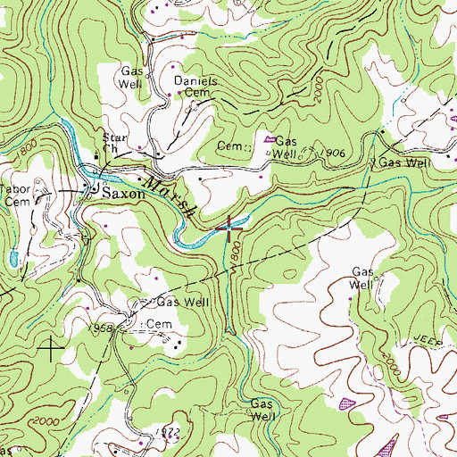 Topographic Map of Breckenridge Creek, WV