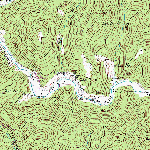 Topographic Map of Brewer Cemetery, WV