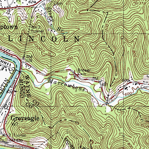 Topographic Map of Brewer Cemetery, WV