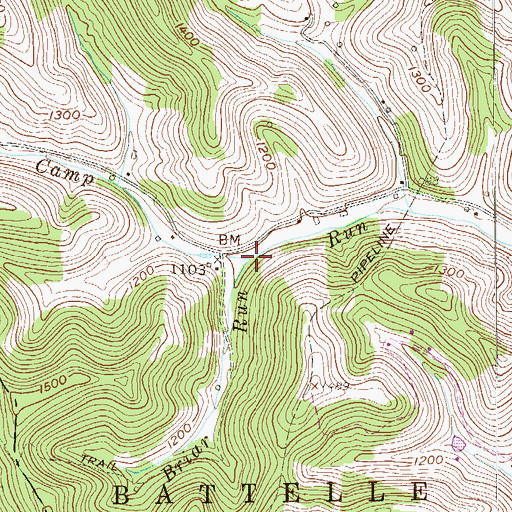 Topographic Map of Briar Run, WV