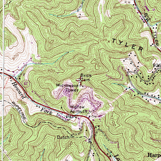 Topographic Map of Brick Cemetery, WV