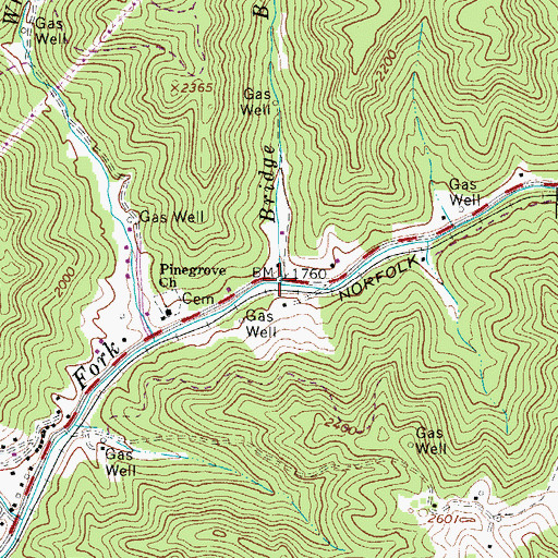Topographic Map of Bridge Branch, WV