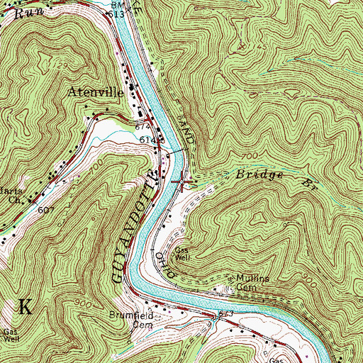Topographic Map of Bridge Branch, WV