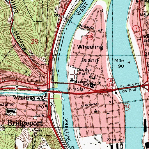 Topographic Map of Bridge Park, WV