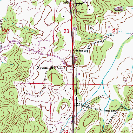 Topographic Map of Sycamore Baptist Church, AL