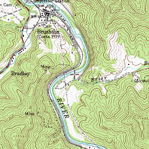 Topographic Map of Brier Branch, WV