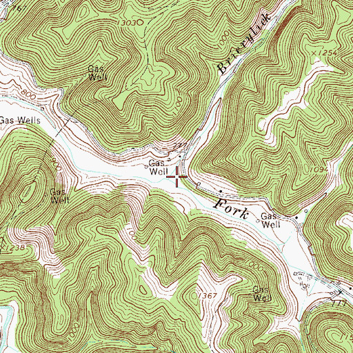 Topographic Map of Brierylick Run, WV