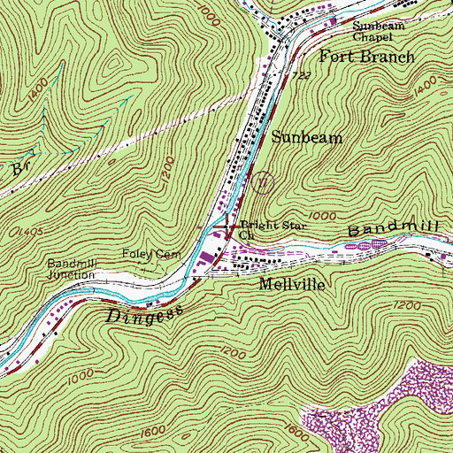 Topographic Map of Bright Star Church, WV