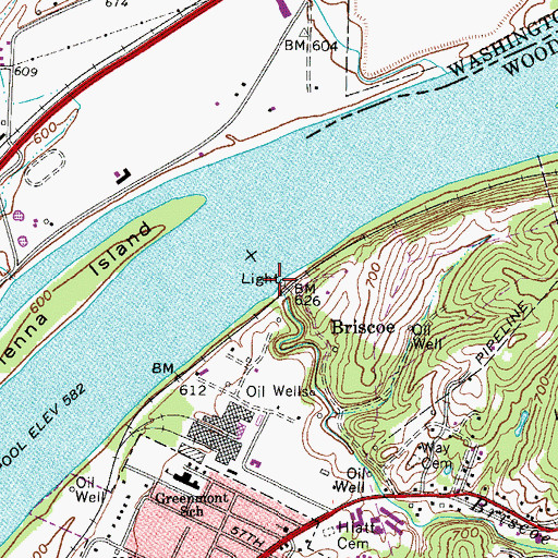 Topographic Map of Briscoe Run, WV