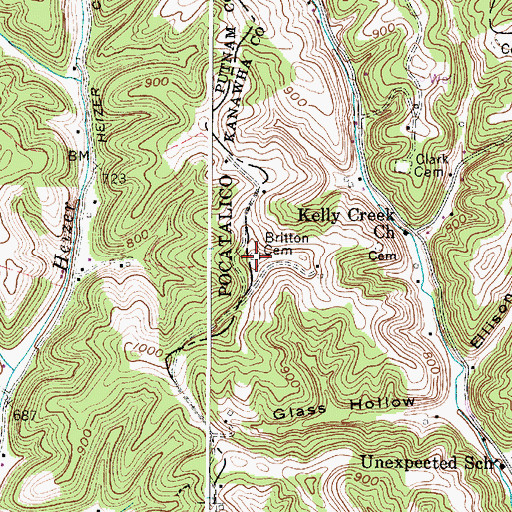 Topographic Map of Britton Cemetery, WV