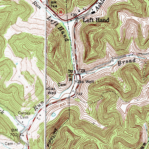 Topographic Map of Broad Run, WV