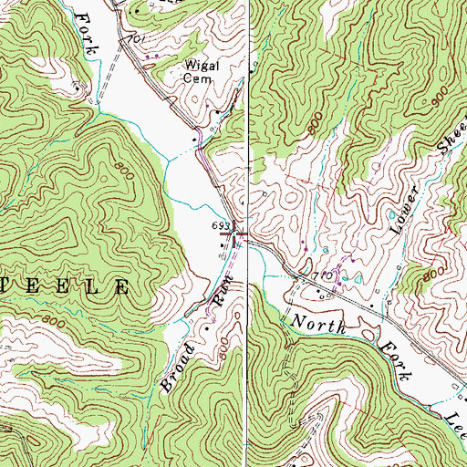 Topographic Map of Broad Run, WV
