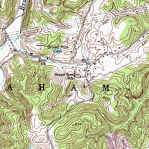 Topographic Map of Broad Run School (historical), WV