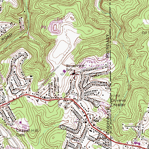 Topographic Map of Broadview Elementary School, WV