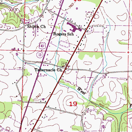 Topographic Map of Tabernacle Methodist Church, AL