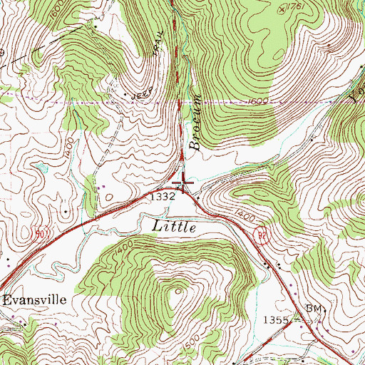 Topographic Map of Brocum Run, WV
