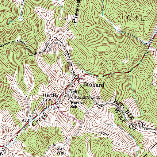 Topographic Map of Brohard, WV