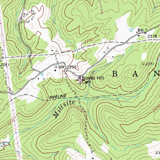 Topographic Map of Brooks Hill Cemetery, WV