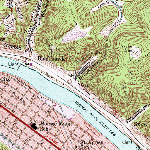 Topographic Map of Brooks Hollow, WV