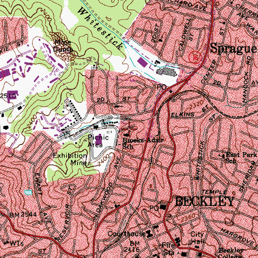 Topographic Map of Brooks-Adair School (historical), WV