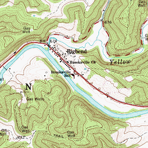 Topographic Map of Brooksville School (historical), WV