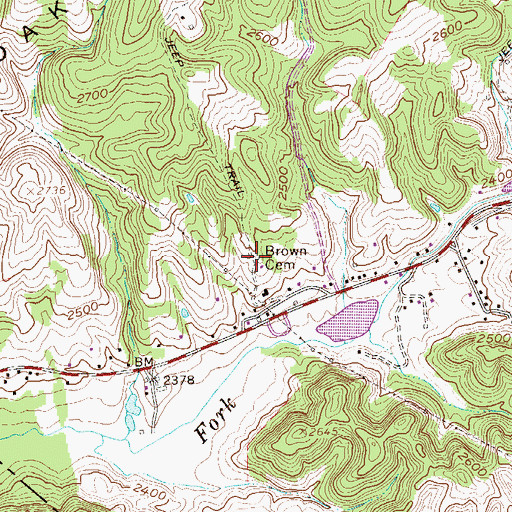 Topographic Map of Brown Cemetery, WV