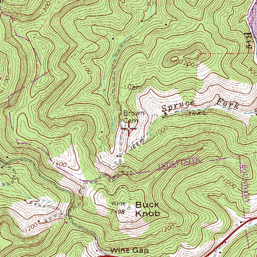 Topographic Map of Brown Cemetery, WV