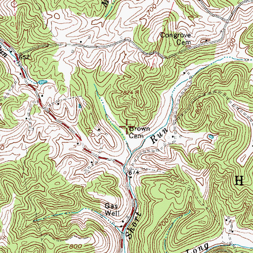 Topographic Map of Brown Cemetery, WV