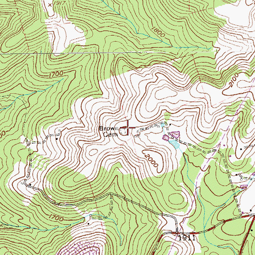 Topographic Map of Brown Cemetery, WV