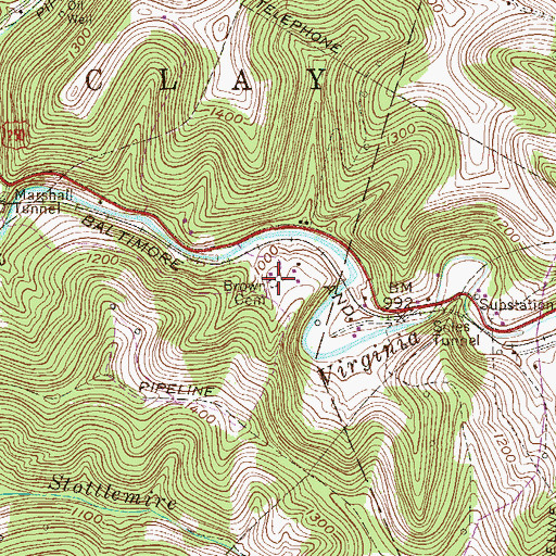 Topographic Map of Brown Cemetery, WV