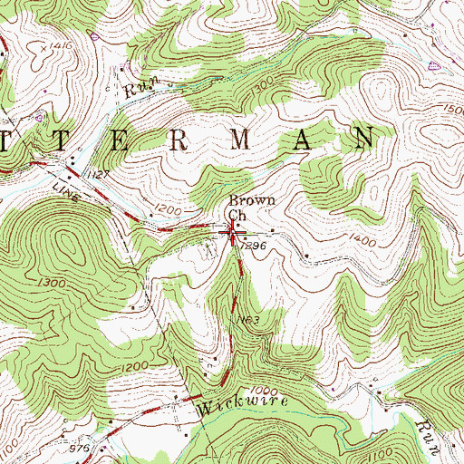 Topographic Map of Brown Church, WV