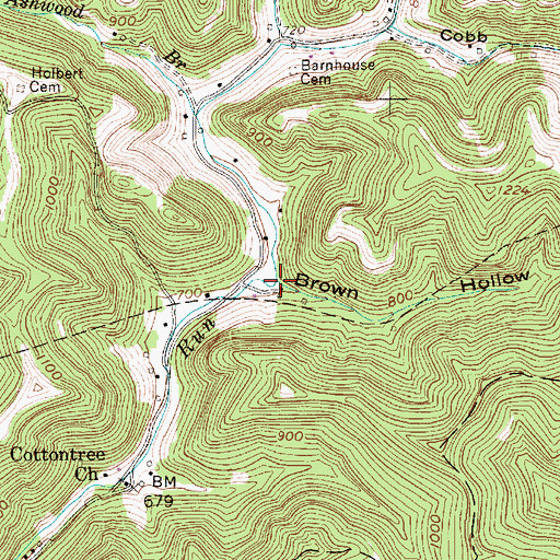 Topographic Map of Brown Hollow, WV