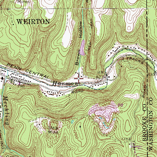 Topographic Map of Brown Hollow, WV