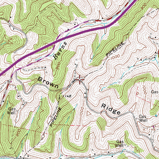 Topographic Map of Brown Ridge, WV