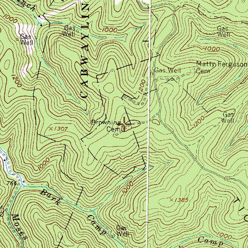 Topographic Map of Browning Cemetery, WV