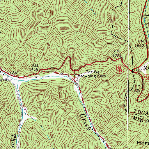 Topographic Map of Browning Cemetery, WV