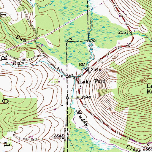 Topographic Map of Browning Run, WV