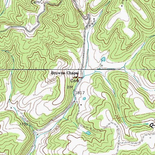 Topographic Map of Browns Chapel, WV