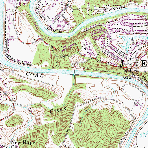 Topographic Map of Browns Creek, WV