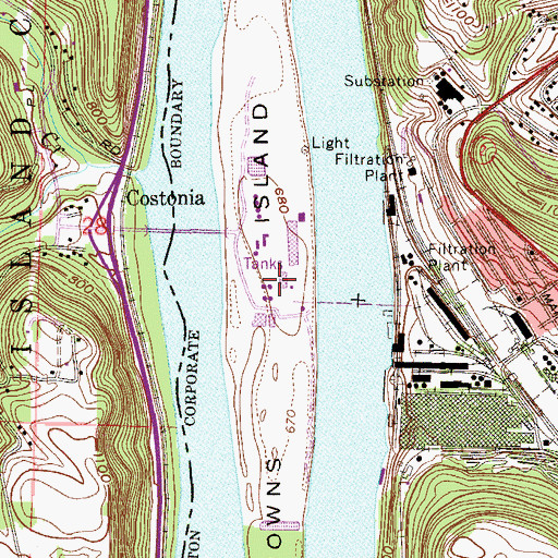 Topographic Map of Browns Island, WV