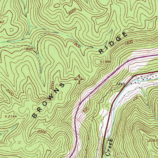 Topographic Map of Browns Ridge, WV