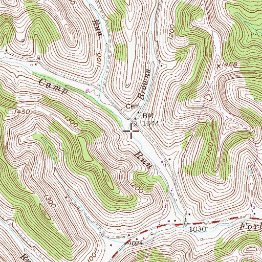 Topographic Map of Browns Run, WV