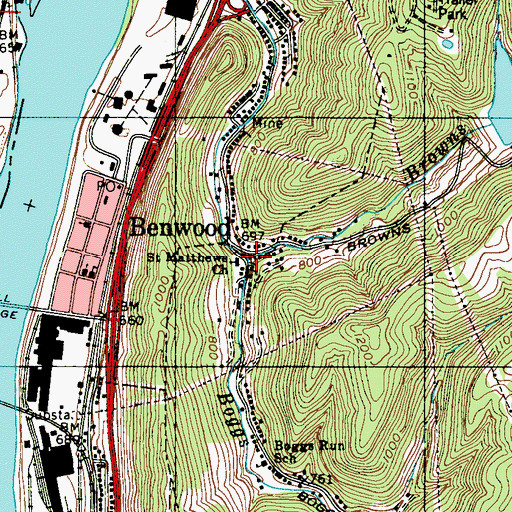 Topographic Map of Browns Run, WV