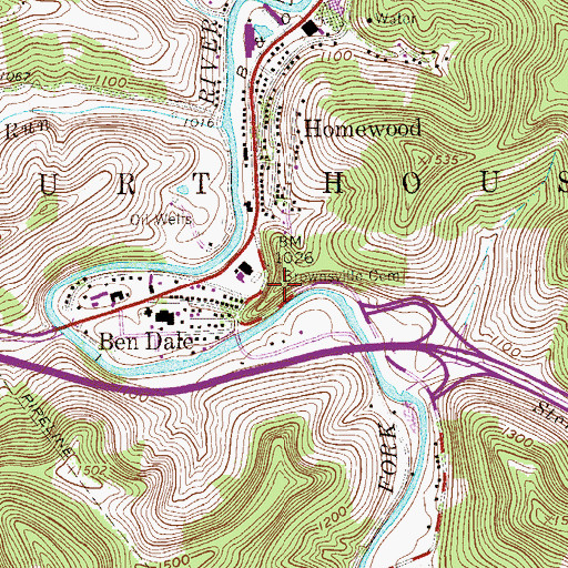 Topographic Map of Brownsville Cemetery, WV